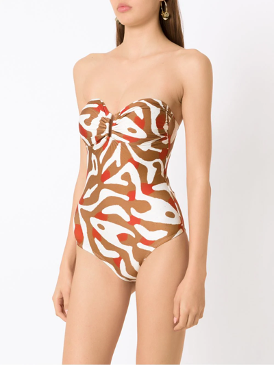 Shop Lenny Niemeyer Gota Abstract-print Swimsuit In Brown