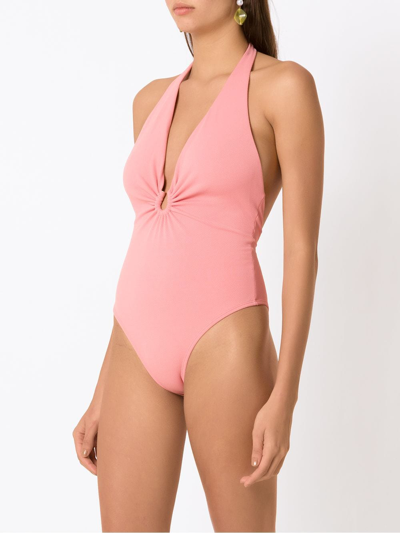 Shop Lenny Niemeyer Front Gathered-detail Swimsuit In Pink