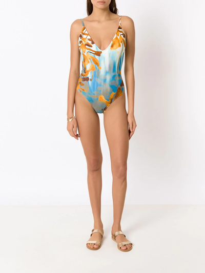 Shop Lenny Niemeyer Nori Graphic-print Swimsuit In Blue