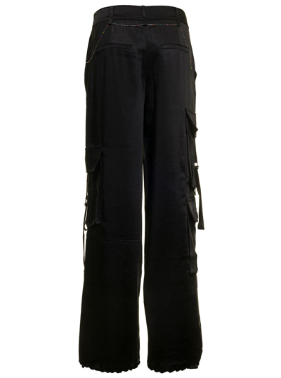 Shop Andersson Bell Woman's Inna Black Satin Cargo Pants With Belt