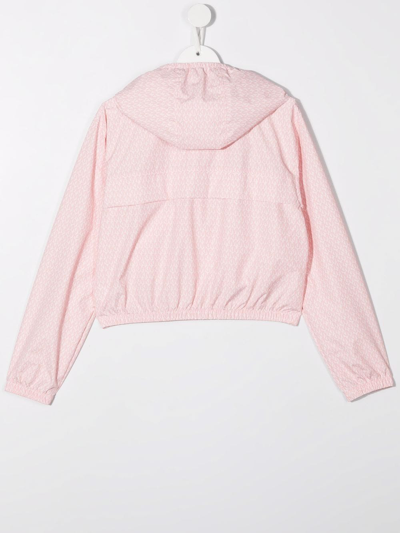 Shop Michael Kors Teen Monogram Logo-print Hooded Jacket In Pink