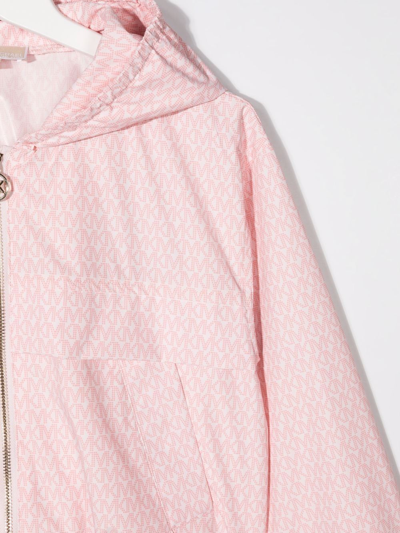 Shop Michael Kors Teen Monogram Logo-print Hooded Jacket In Pink