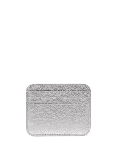 Shop Balenciaga Logo-print Metallic Cardholder In Grey