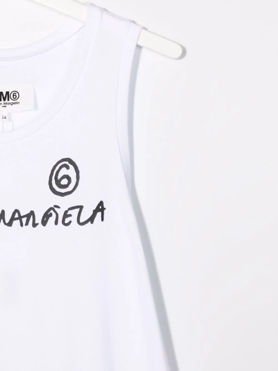 Shop Mm6 Maison Margiela Teen Logo-print Pleated T-shirt Dress In White