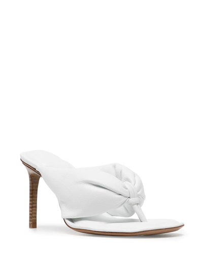 Shop Jacquemus Nocio Knotted Padded Sandals In White