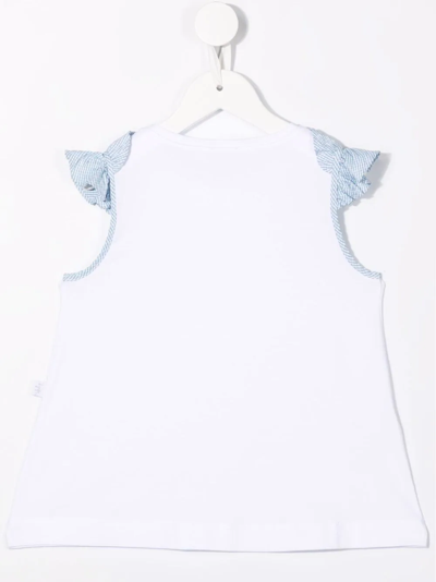 Il Gufo Two-tone Ruffled Vest In White