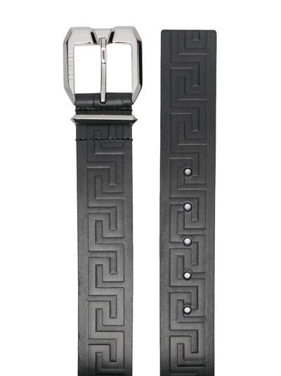 Shop Versace Greca-detailing Leather Belt In Black