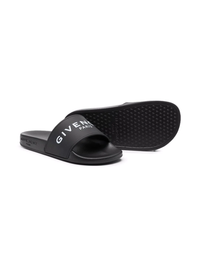 Givenchy Monochrome Logo-print Slides In Black