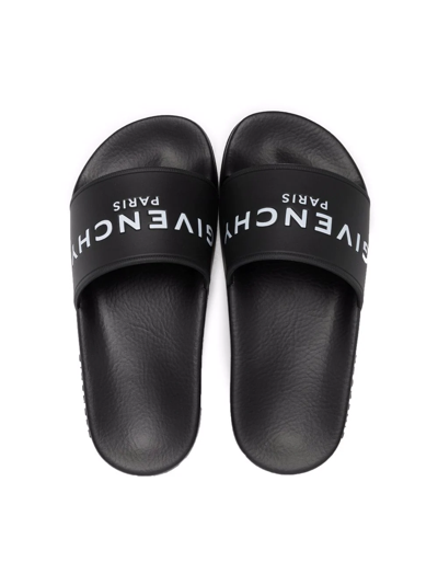 Shop Givenchy Logo-print Slides In Black