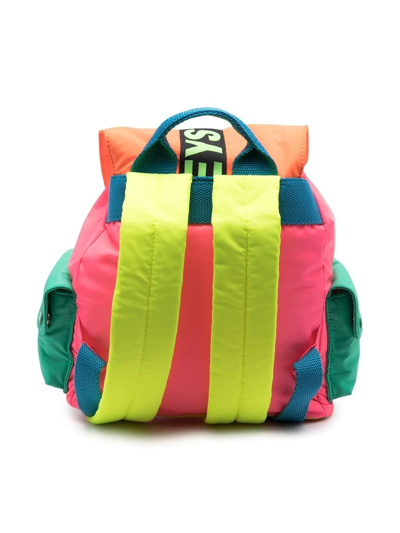 Shop Stella Mccartney Logo Print Colour-block Backpack In Pink