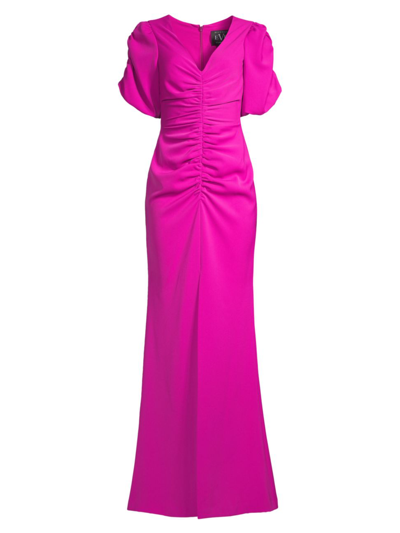 Shop Black Halo Women's Eve By Laurel Berman Remus Ruched Column Gown In Vibrant Pink