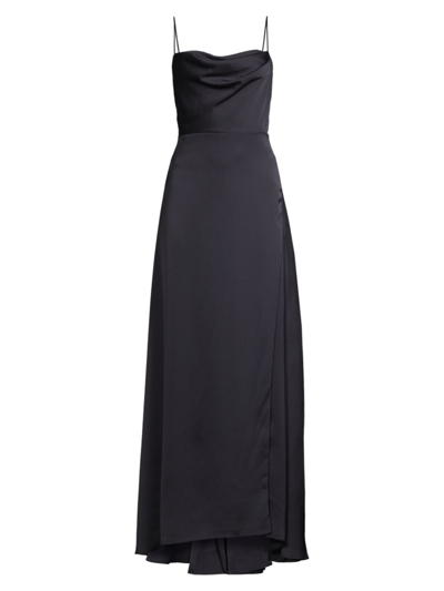 Shop Fame And Partners Women's The Rosabel Cowlneck Spaghetti-strap Gown In Midnight Navy