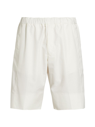 Shop Alexander Mcqueen Men's Flat-front Cotton Shorts In White