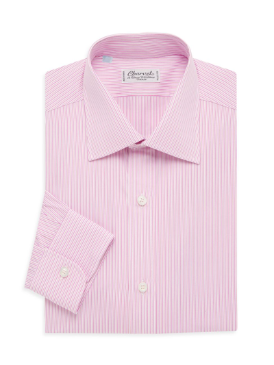 Shop Charvet Men's Multi-stripe Dress Shirt In Pink
