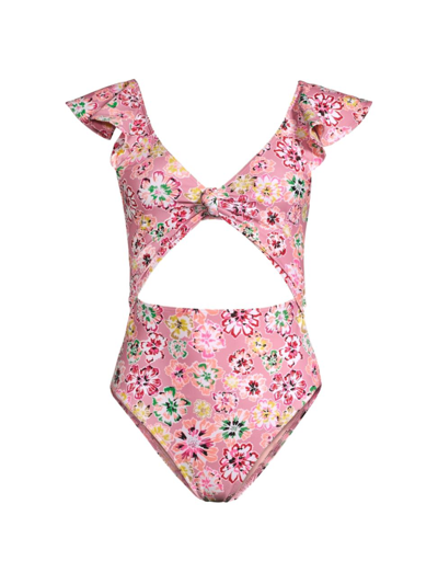 Tanya Taylor Coraline Cut-out One-piece Swimsuit In Pink Dahlia Multi ...