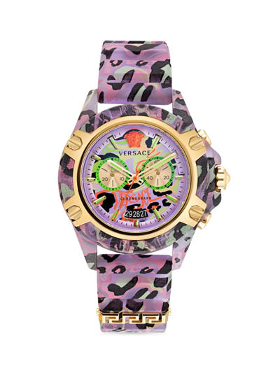 Shop Versace Icon Active 44mm Silicone Watch In Metal