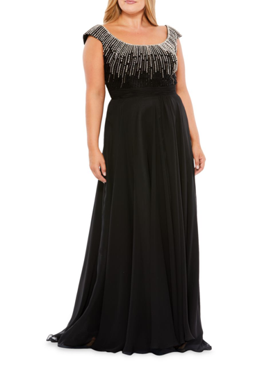 Shop Mac Duggal Women's Plus Size Empire Waist Gown In Black