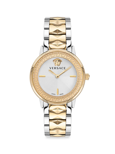 Shop Versace Women's V-tribute Stainless Steel Watch In Yellow Gold