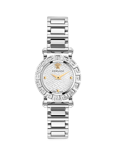 Shop Versace Women's Greca Glam 30mm Bracelet Watch In Grey