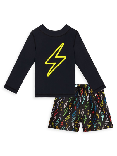 Shop Posh Peanut Baby Boy's Zack Rashguard T-shirt & Swim Trunks Set In Oxford