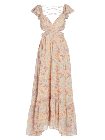 Shop Astr Women's Primrose Floral-print Maxi Dress In Peach Multi Floral