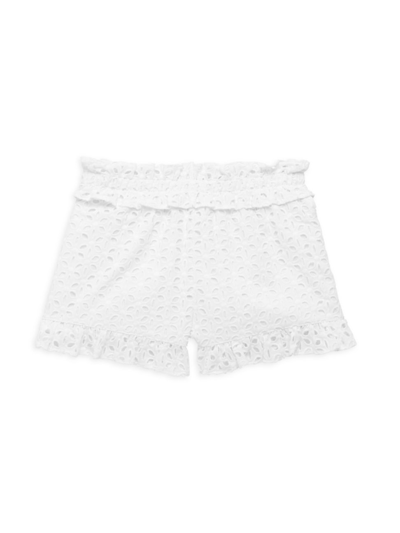 Shop Mia New York Girl's Eyelet Cotton Shorts In White