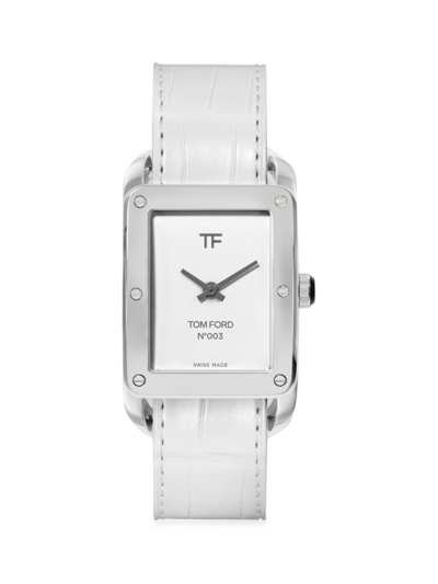 Shop Tom Ford Men's N.003 Stainless Steel & Alligator Strap Watch In White