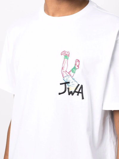 Shop Jw Anderson Embroidered-logo Cotton T-shirt In White