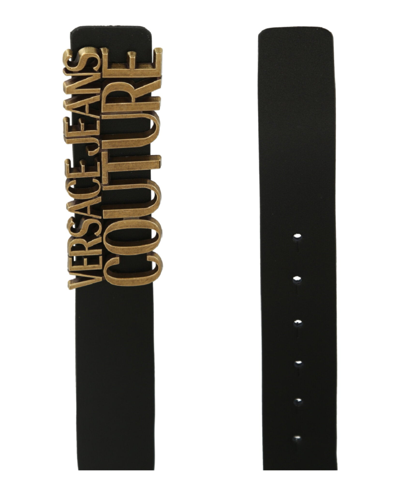 Shop Versace Jeans Couture Logo Leather Belt In Nero