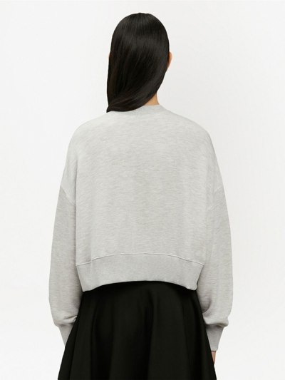 Shop Palm Angels College Cropped Long-sleeve Sweatshirt In Grey
