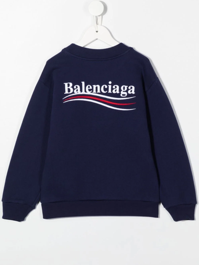 Shop Balenciaga Embroidered-logo Sweatshirt In Blue