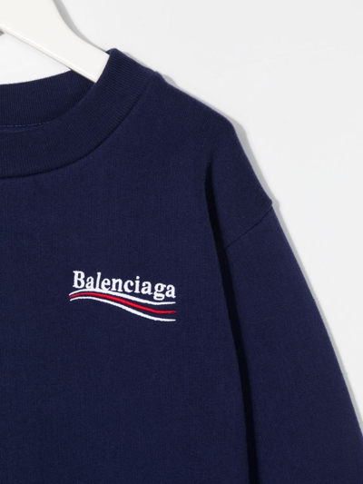 Shop Balenciaga Embroidered-logo Sweatshirt In Blue