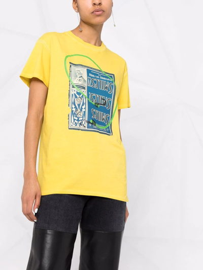 Shop Maison Margiela Circus Smiles Cotton T-shirt In Yellow