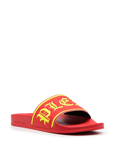 Shop Philipp Plein Gothic Logo Slides In Red