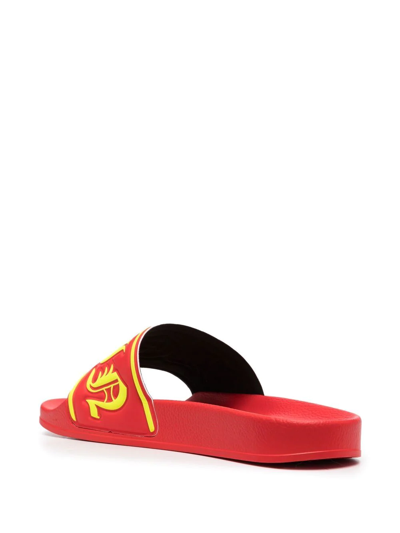 Shop Philipp Plein Gothic Logo Slides In Red