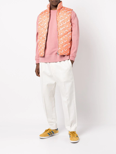 Erl Reversible Quilted Logo-print Shell Down Gilet In Orange