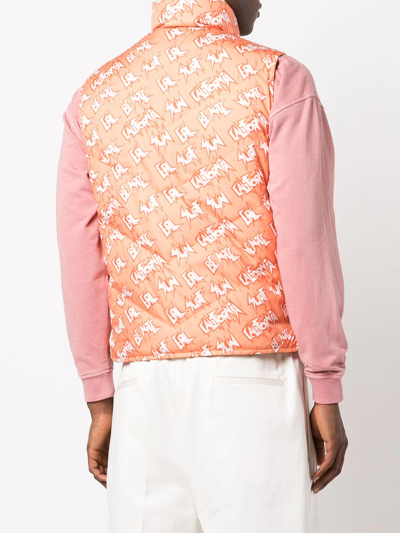 Erl Reversible Quilted Logo-print Shell Down Gilet In Orange