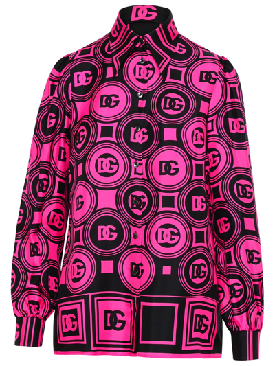 Shop Dolce & Gabbana Two-tone Silk Shirt In Pink