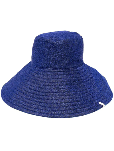 Shop Oseree Metallic-effect Sun Hat In Blue