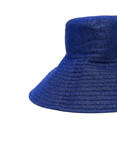 Shop Oseree Metallic-effect Sun Hat In Blue