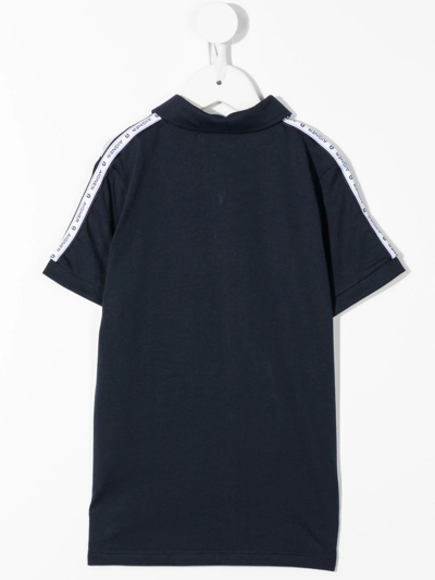 Aigner Logo-patch Striped Polo Shirt In Blue