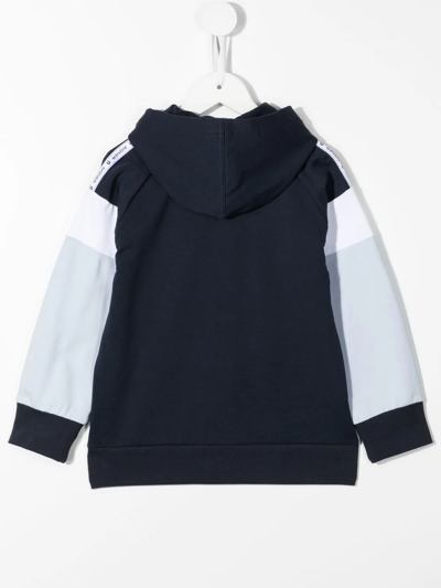 Aigner Logo-print Panelled Zip Hoodie In Blue