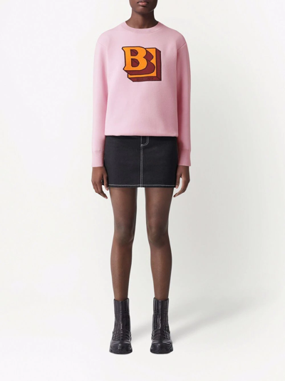 Shop Burberry Intarsia-logo Jumper In Pink