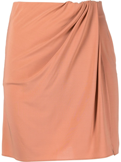 The Andamane Gioia Side-slit Mini Skirt In Brown