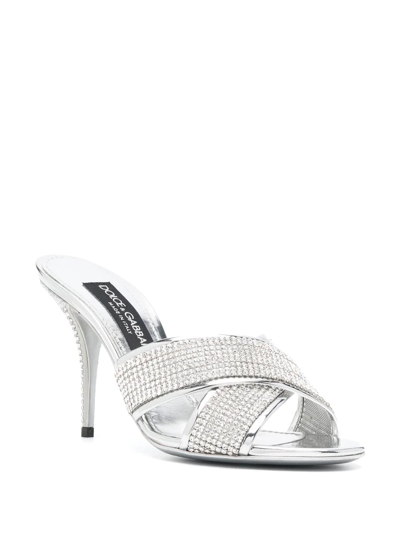 Shop Dolce & Gabbana Crystal-embellished Open-toe Sandals In Silver