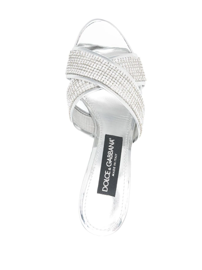 Shop Dolce & Gabbana Crystal-embellished Open-toe Sandals In Silver
