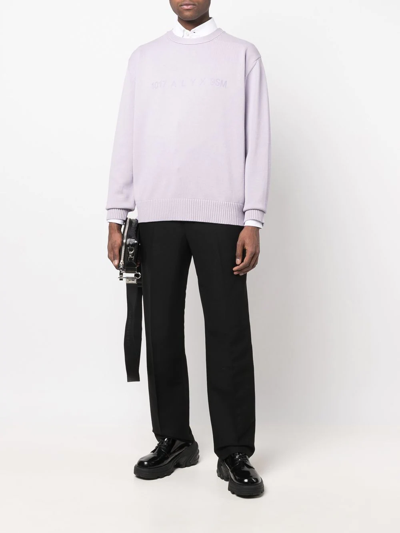 Alyx Treated Logo Crewneck Sweater Lilac Cotton Oversized Sweater With Logo - Treated Logo Crewneck Sweat In Purple
