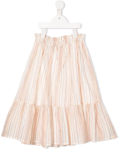 Shop Bonpoint Striped Maxi Skirt In Neutrals