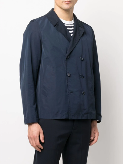 Shop Paltò Double-breasted Cotton Jacket In Blue
