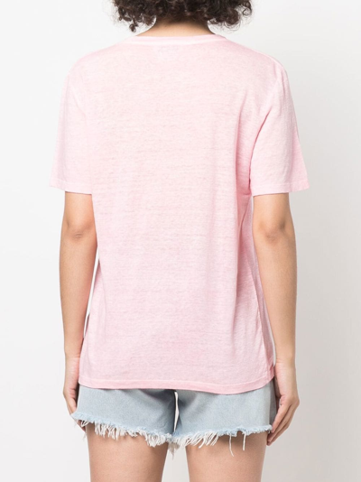 Shop Rodebjer Round-neck Linen T-shirt In Pink